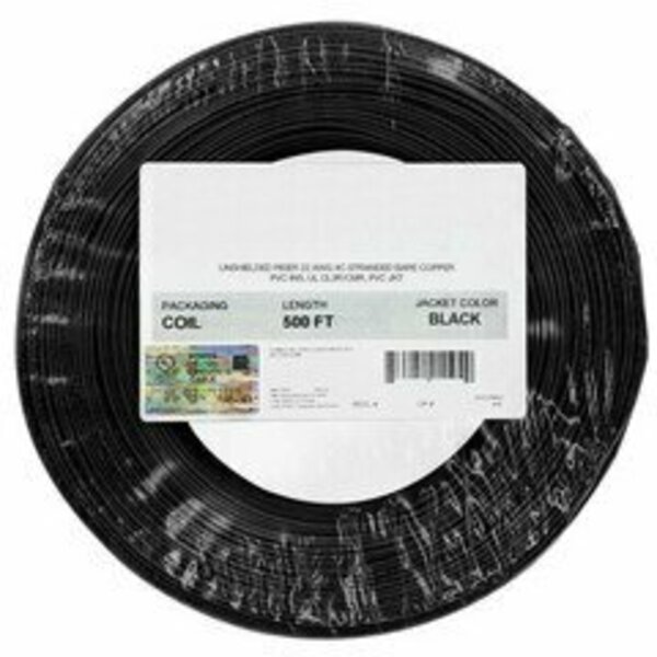 Swe-Tech 3C Security/Alrm Wire, Black, 22/4 22AWG 4 Conductor, Stranded, CMR / Inwall rated, Coil Pack, 500ft FWT10K4-04222BF